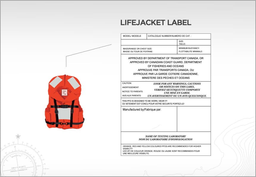 Lifejacket/PFD approval label.