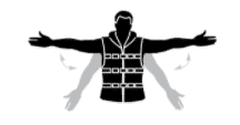 Man wearing a lifejacket doing arm signals to signal distress.