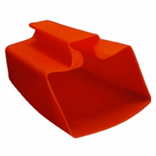 Red bailer buckets used to remove water from boats. 