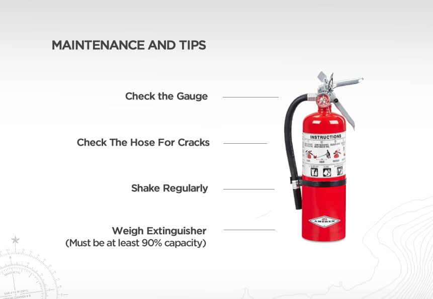 The maintence and tips for fire extinguishers.