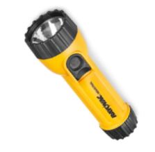 Yellow watertight flashlight used to signal for help from a boat. 