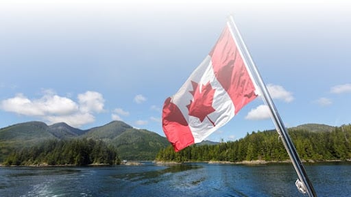 Canadian flag on a boat 